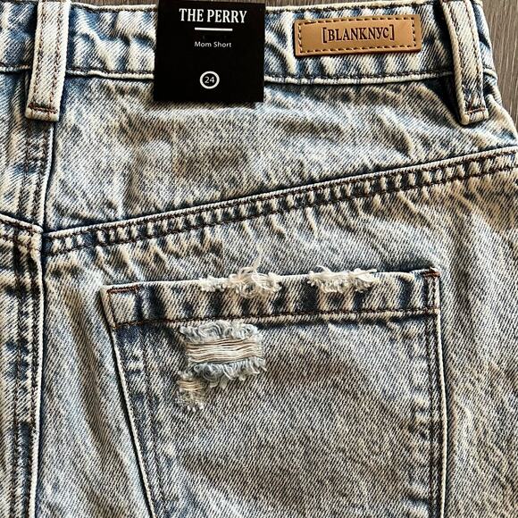 Blank NYC The Perry Mom Jean Shorts 24 Acid Stone Wash Cuffed Relaxed Denim New - Picture 6 of 9